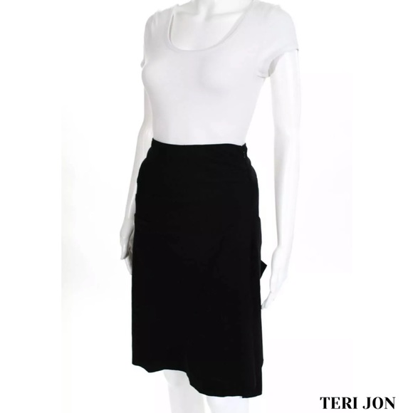 TERI JON Classy Blk Layered Straight A-Line Skirt - Picture 2 of 5